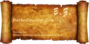 Barbulovics Zia névjegykártya